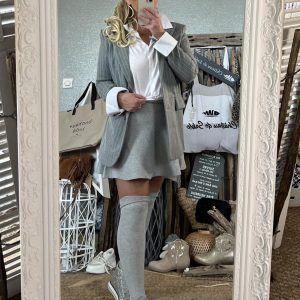 Blazer lainage rayé gris