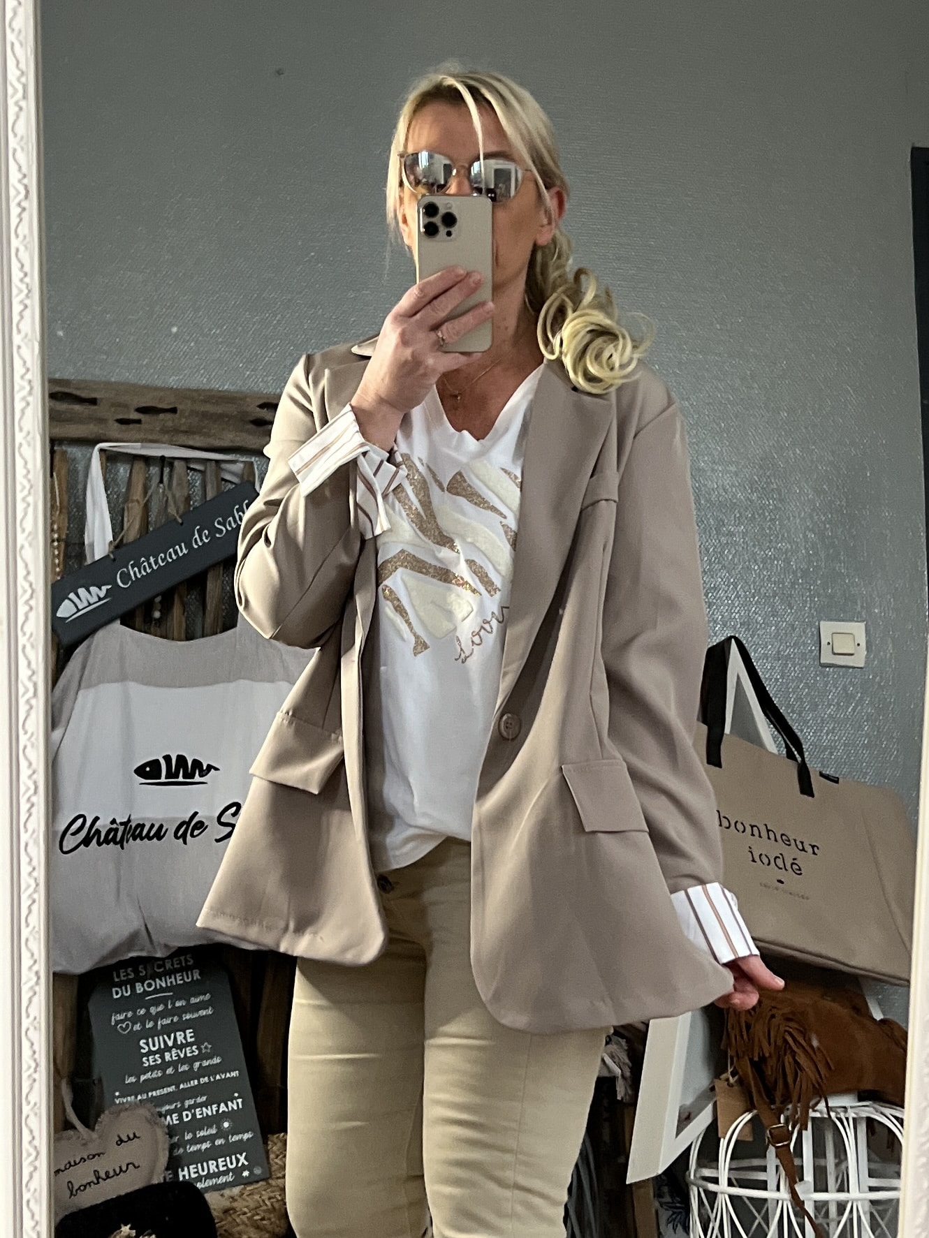 Blazer taupe dos chemise – Image 3