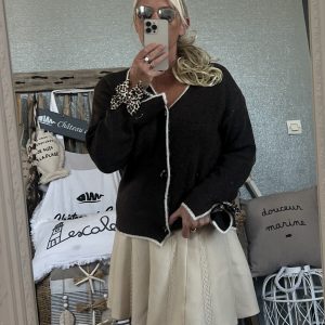 Gilet noeud léopard chocolat