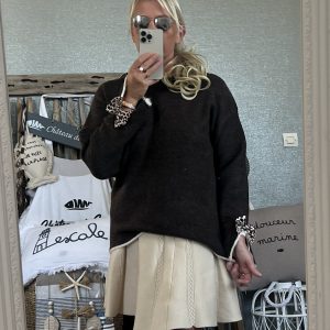 Pull noeuds  léopard chocolat