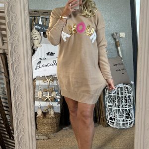 Robe Pull Amour beige
