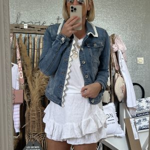 Short  jupette star gaze blanc