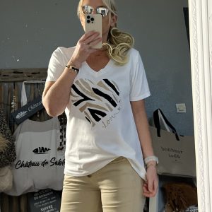 T-shirt love you blanc marine