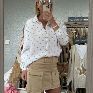 Chemise coeurs blanc beige