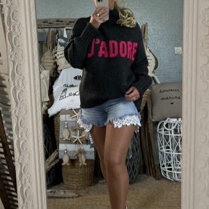 Pull CDS j’adore gris fluo