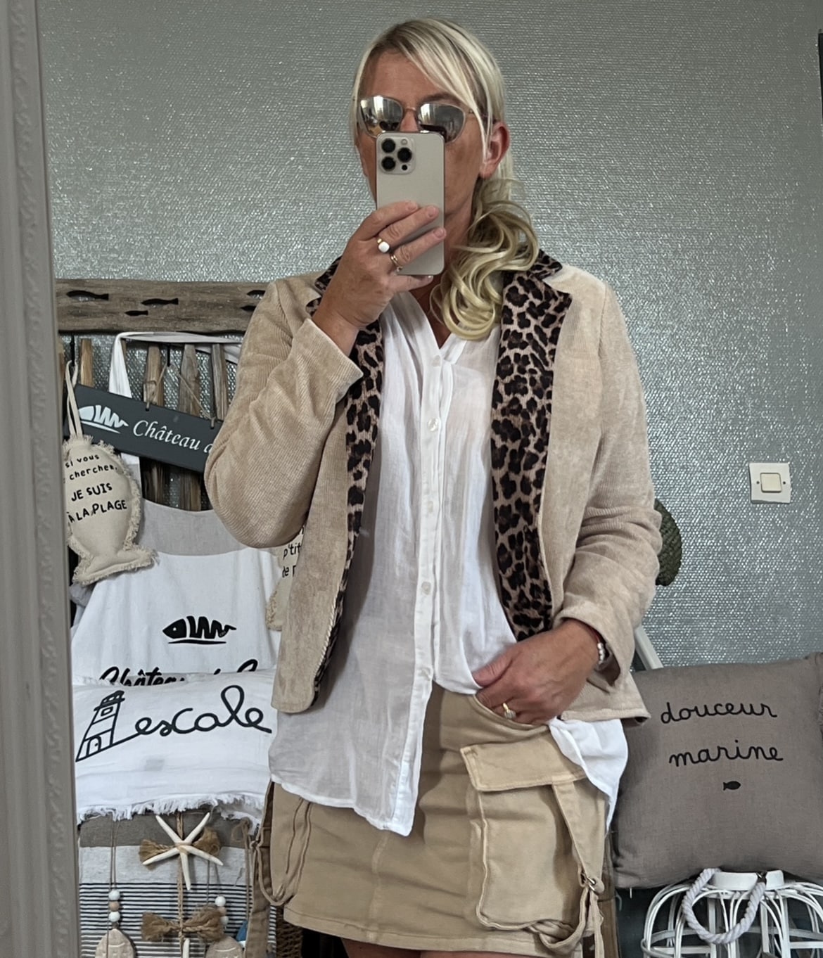 Veste velours beige léopard – Image 2