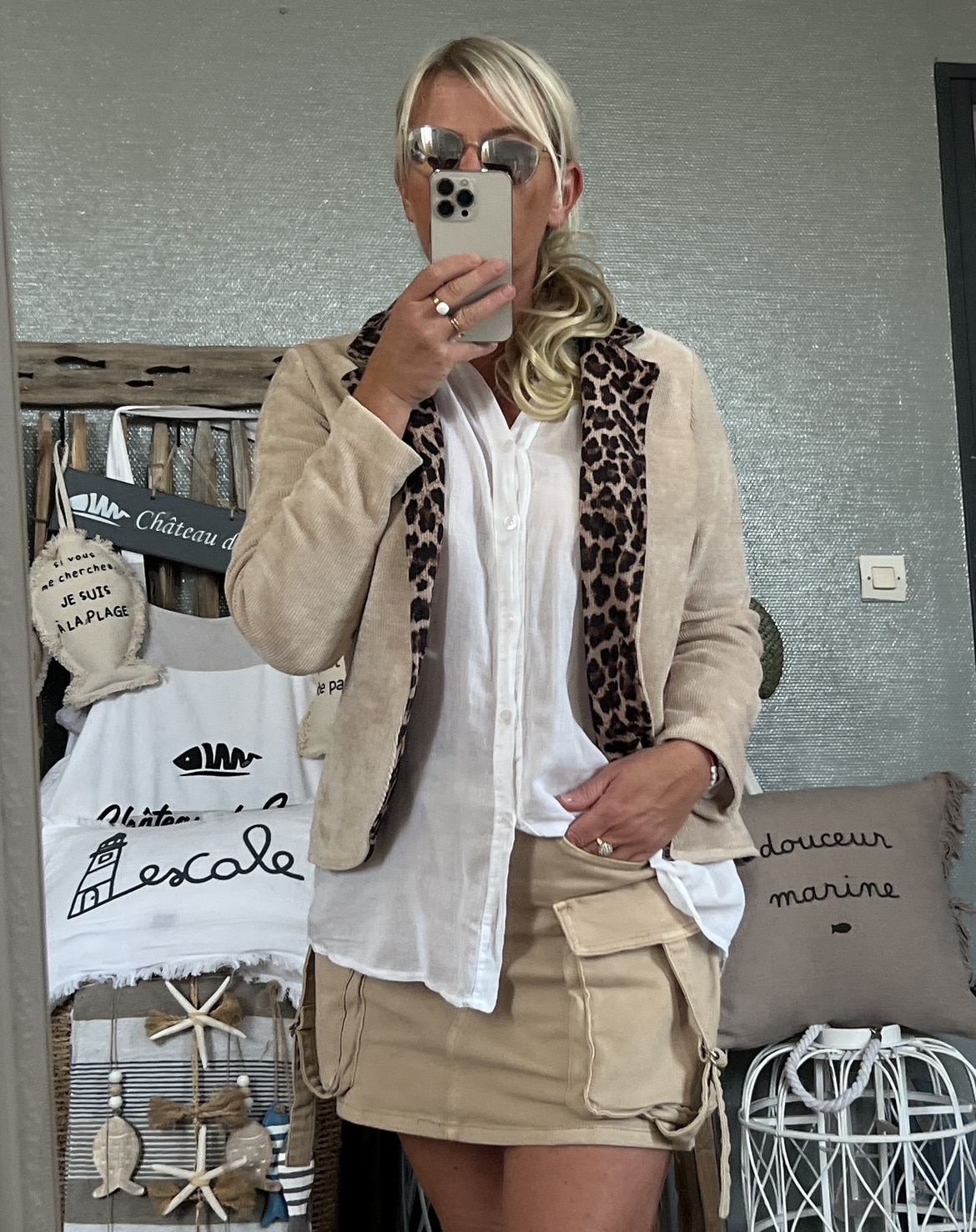 Veste velours beige léopard – Image 3