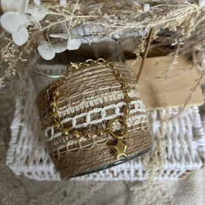 Bracelet perles acier doré