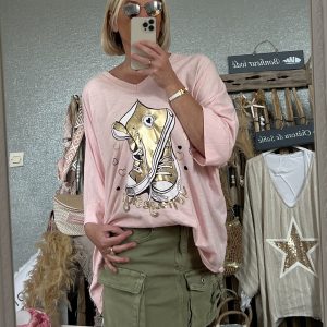 T-shirt CDS oversize rose baby