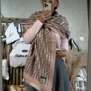 Châle écharpe rose doré