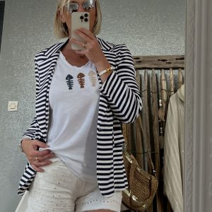 Veste marinière CDS marine orange