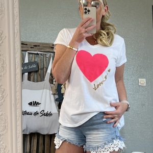 T-shirt love you fluo