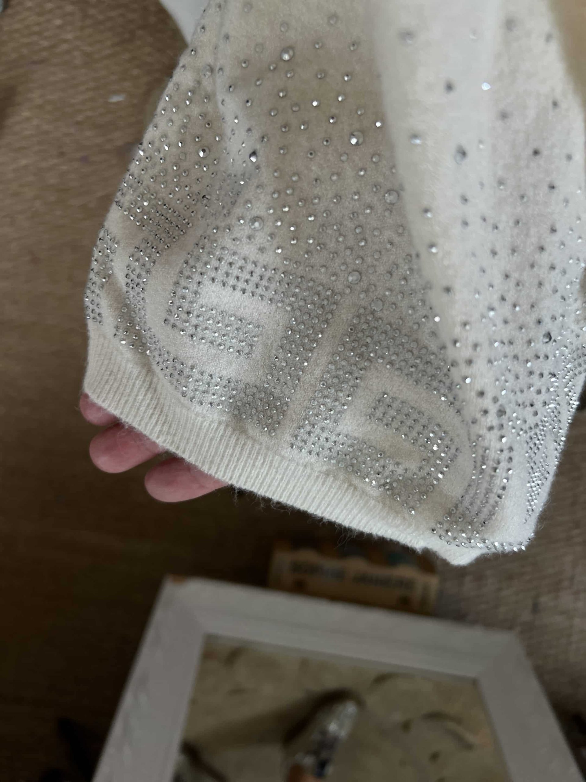 Duo pull écharpe strass écru – Image 9