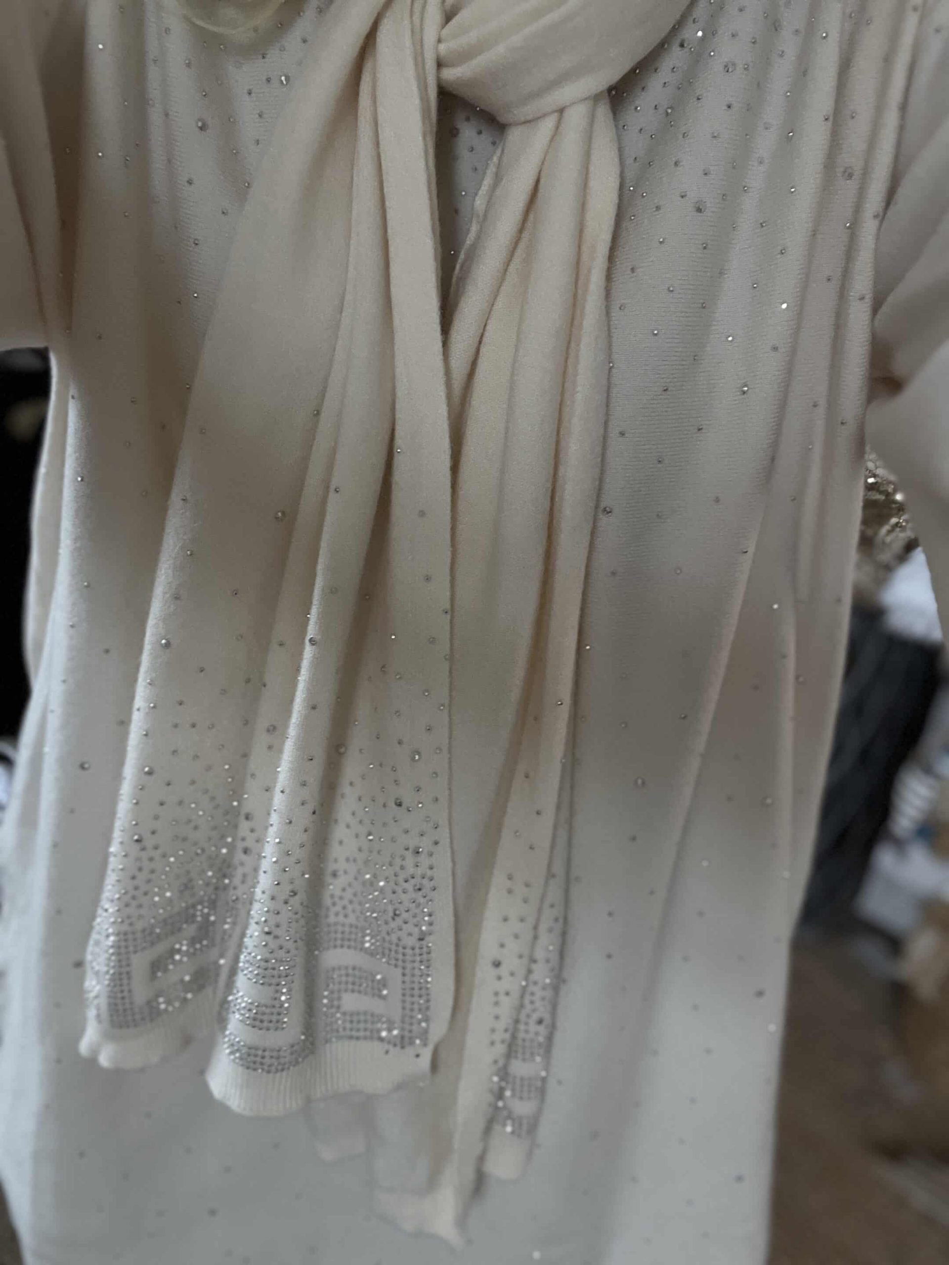 Duo pull écharpe strass écru – Image 5