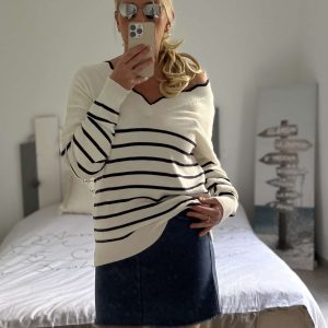 Pull marinière noeuds dos marine