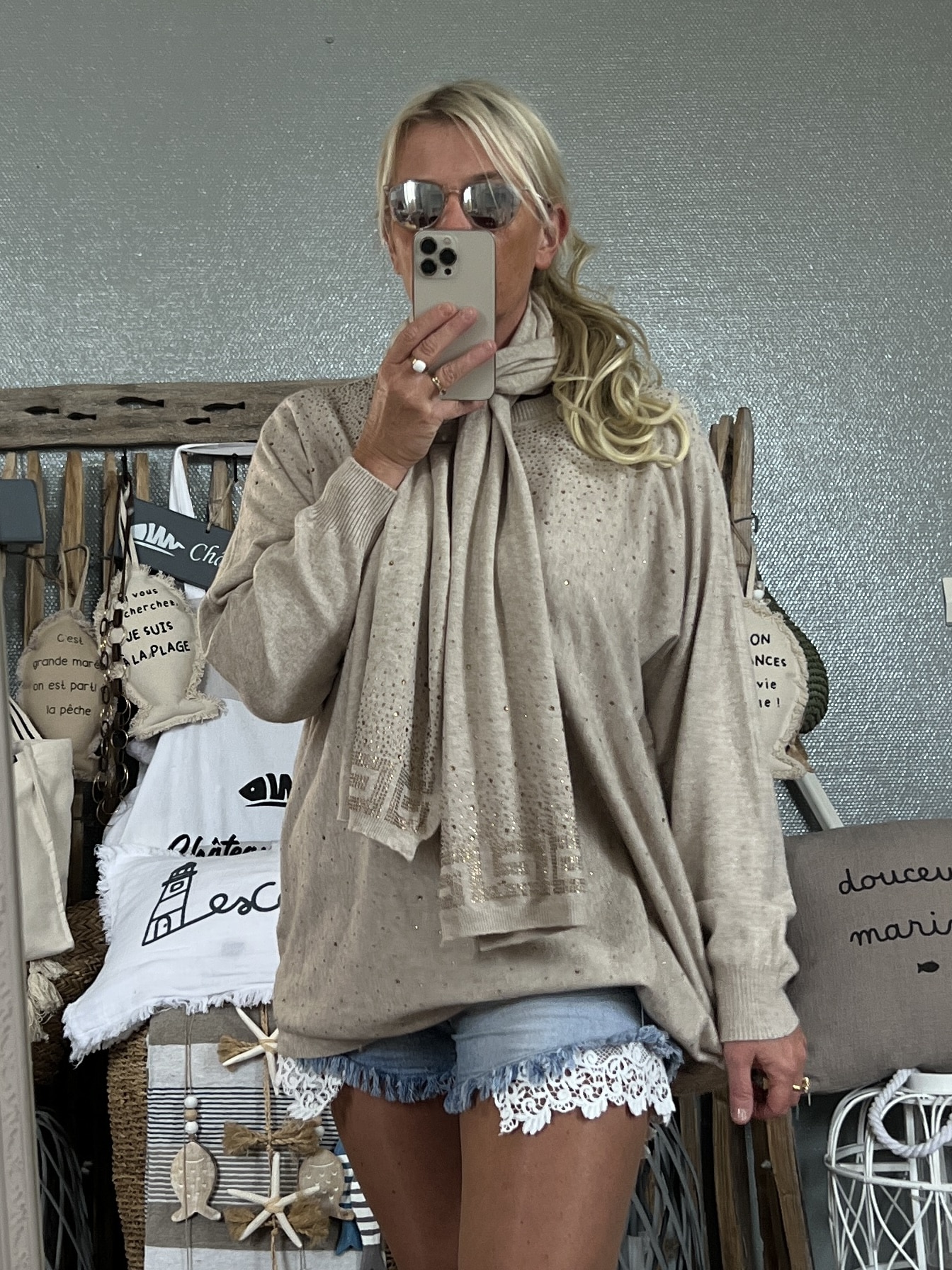 Duo pull écharpe strass