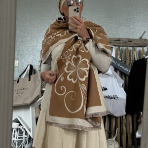 Châle écharpe beige taupe