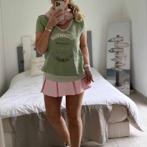 Top lin coton Melle kaki