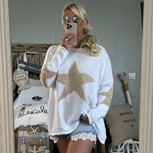 Pull blanc star lurex