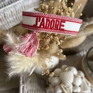 Bracelet J’adore blanc rouge
