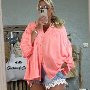 Chemise Oversize corail T38/46