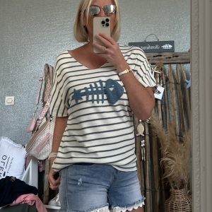 T-shirt cds marinière 40/44 bleu jean