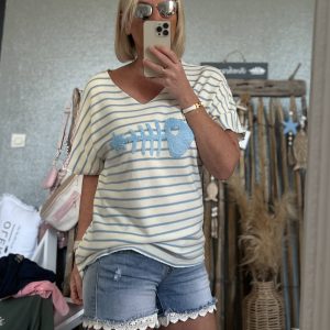 T-shirt cds marinière 40/44 baby blue