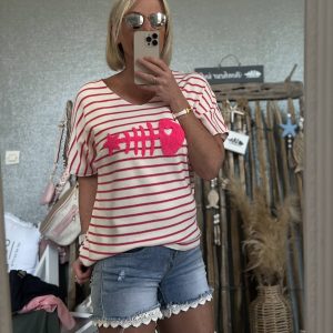 T-shirt cds marinière 40/44 rose