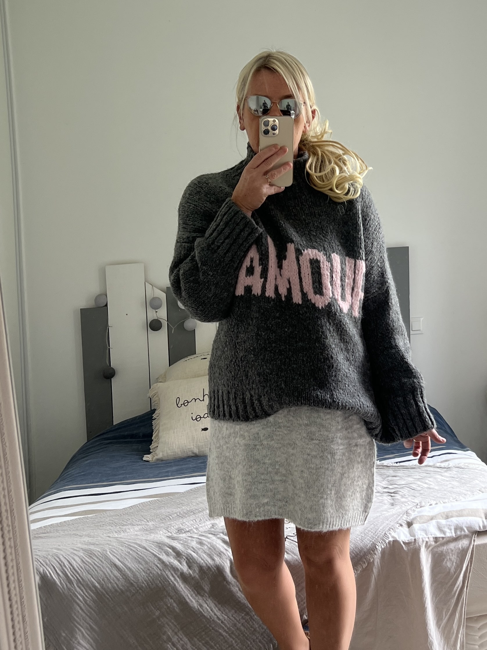 Pull CDS Amour gris rose – Image 4