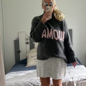 Pull CDS Amour  gris rose