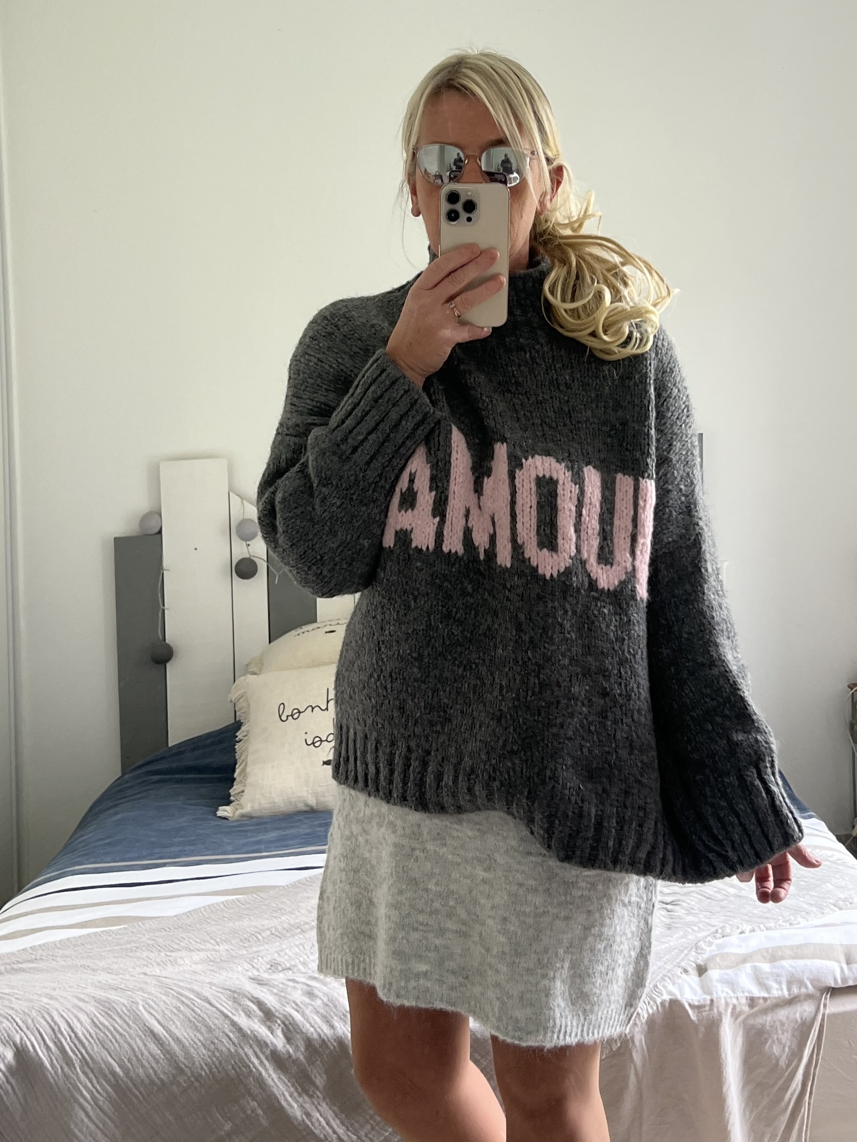 Pull CDS Amour gris rose – Image 6