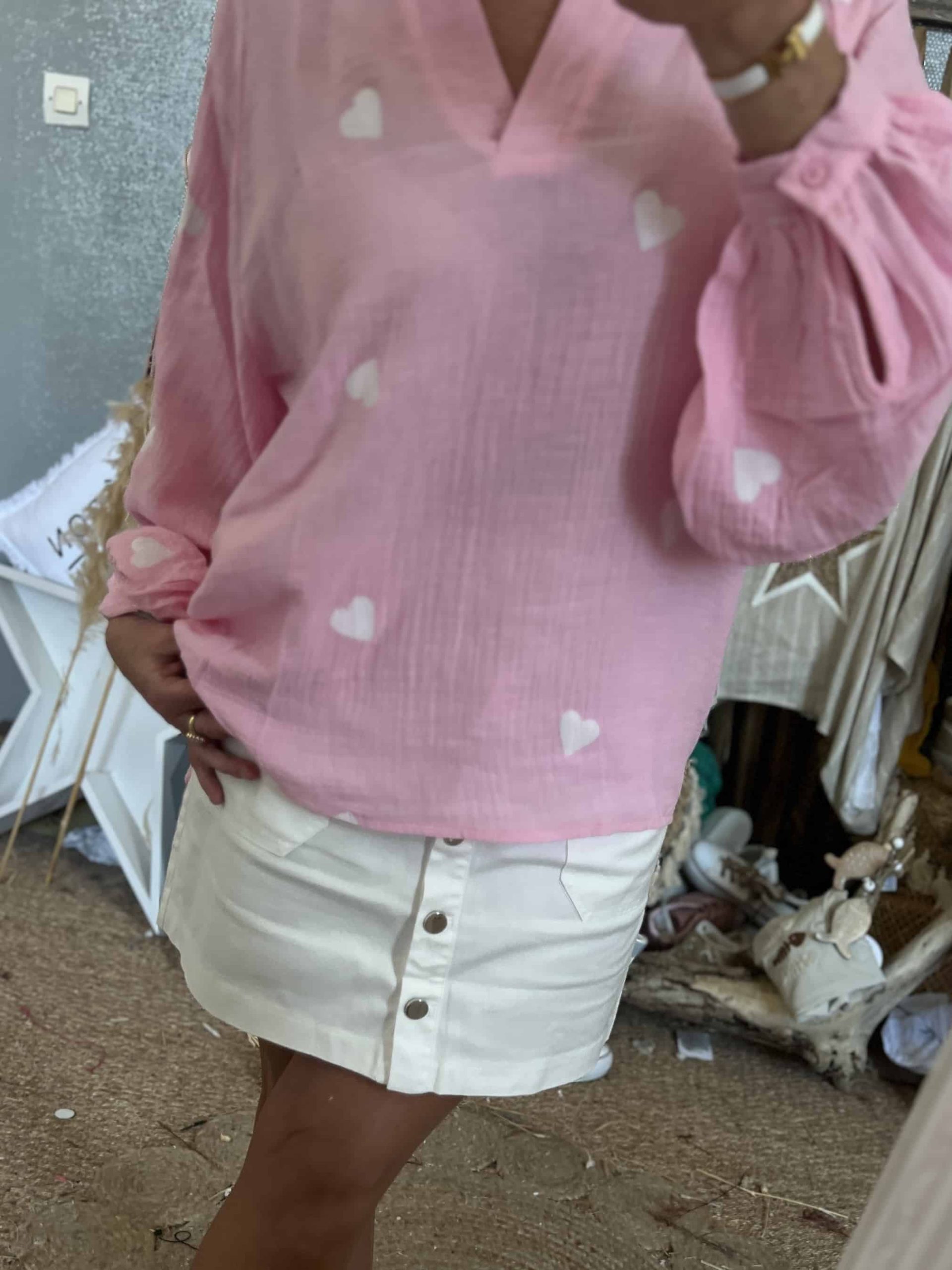 Chemise cœurs rose – Image 3