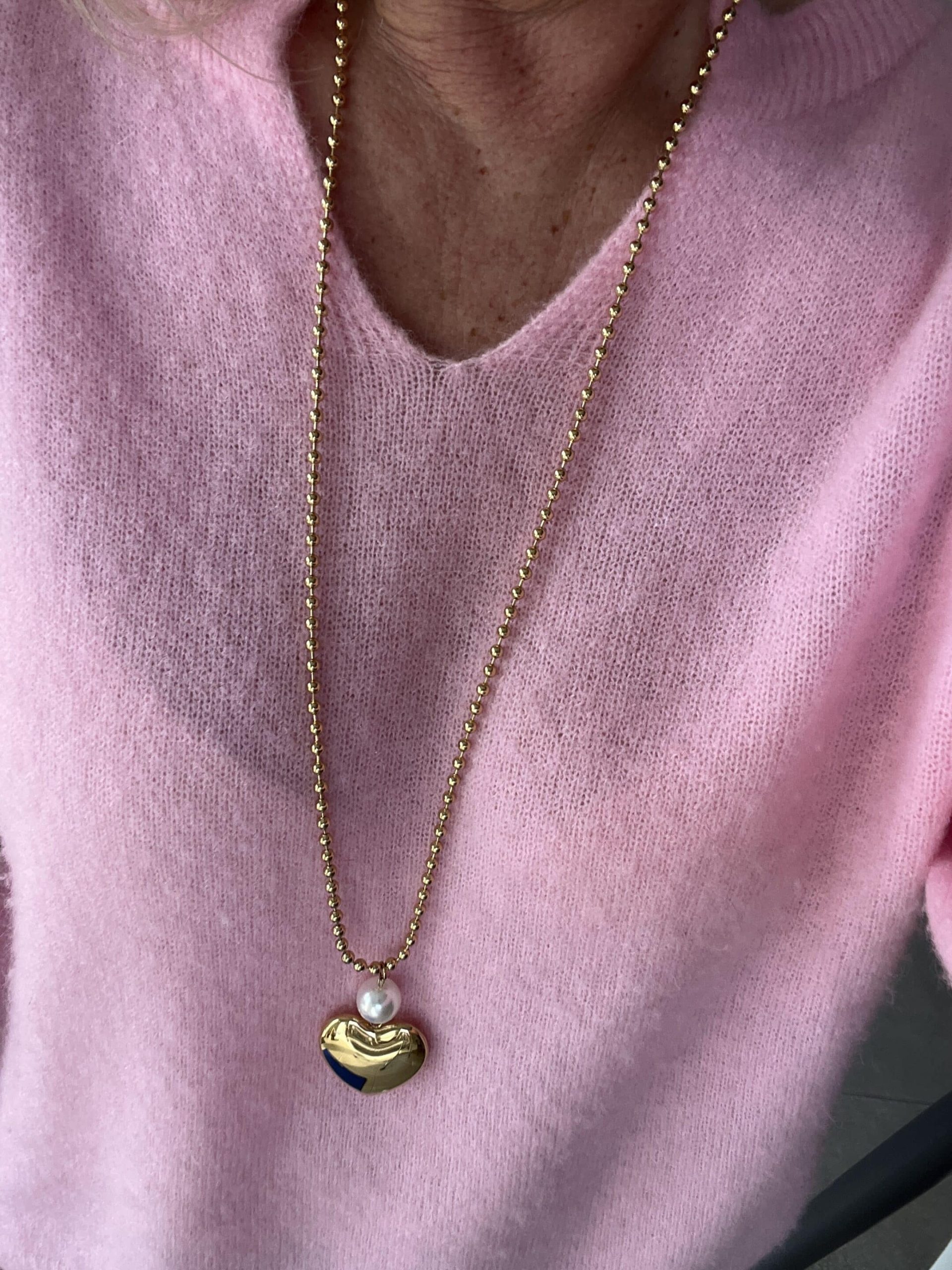 Sautoir cœur acier doré – Image 5
