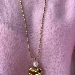 Sautoir cœur  acier doré