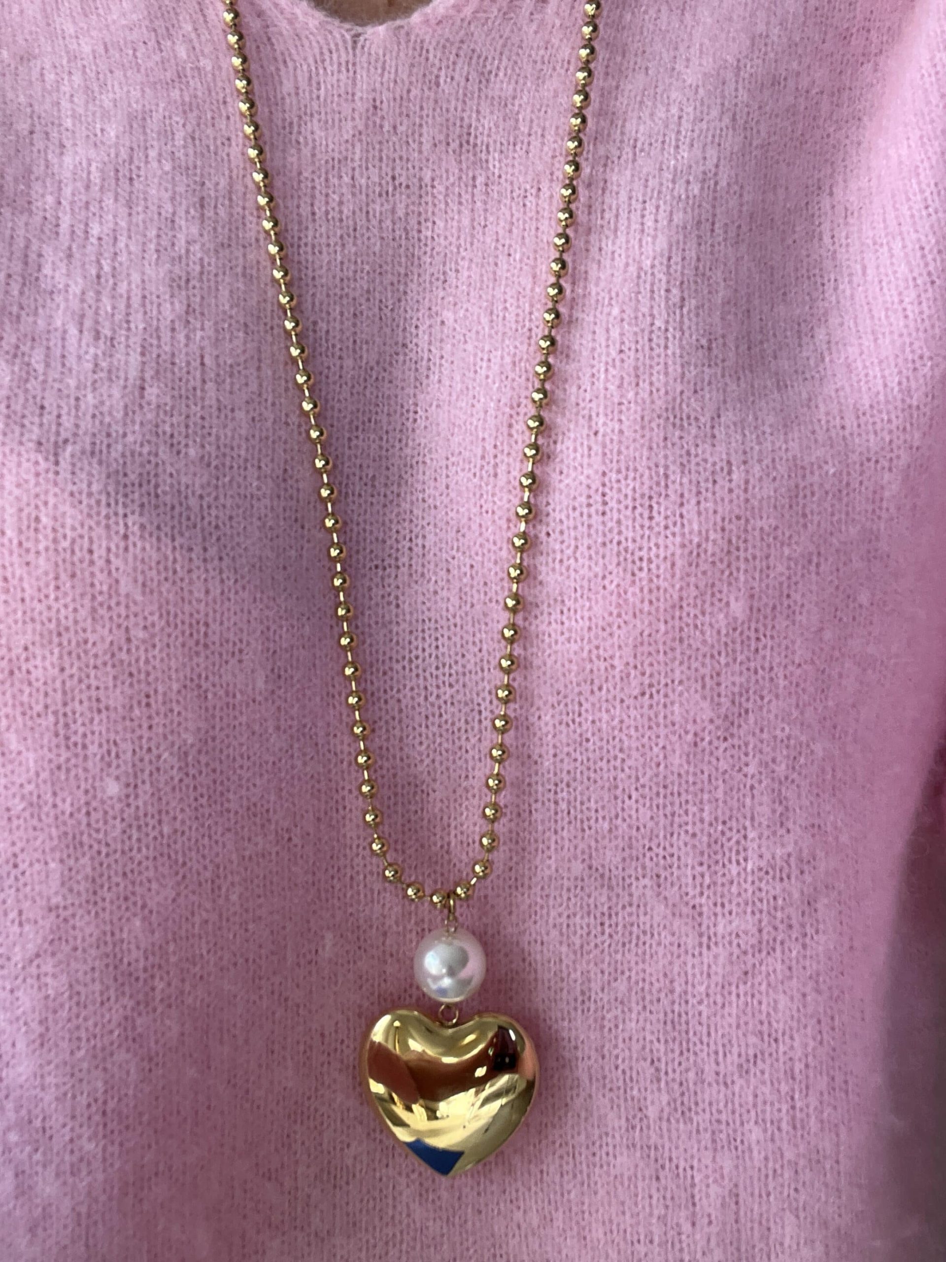 Sautoir cœur acier doré