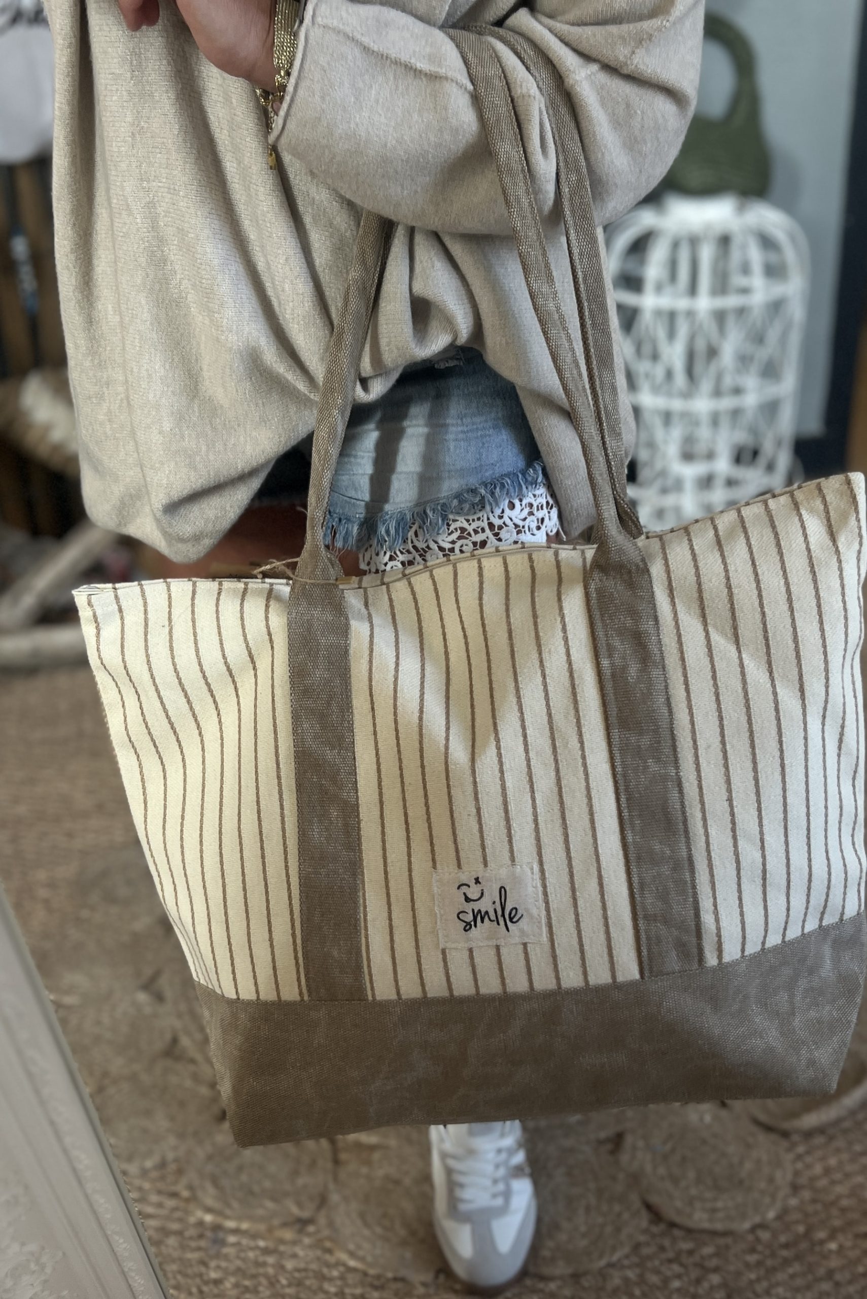 Cabas rayĆ© beige ā Image 5