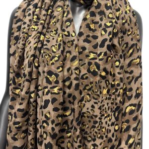 Écharpe léopard caramel