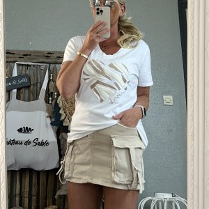 T-shirt love you blanc dore