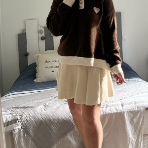 Pull cœur lurex chocolat