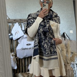 Echarpe  châle marine beige