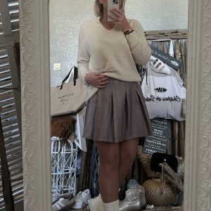 Jupette chevrons taupe