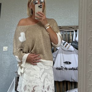 Pull lurex  cœur CDS