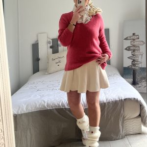 Pull framboise  alpaga