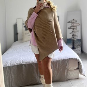 Poncho star taupe