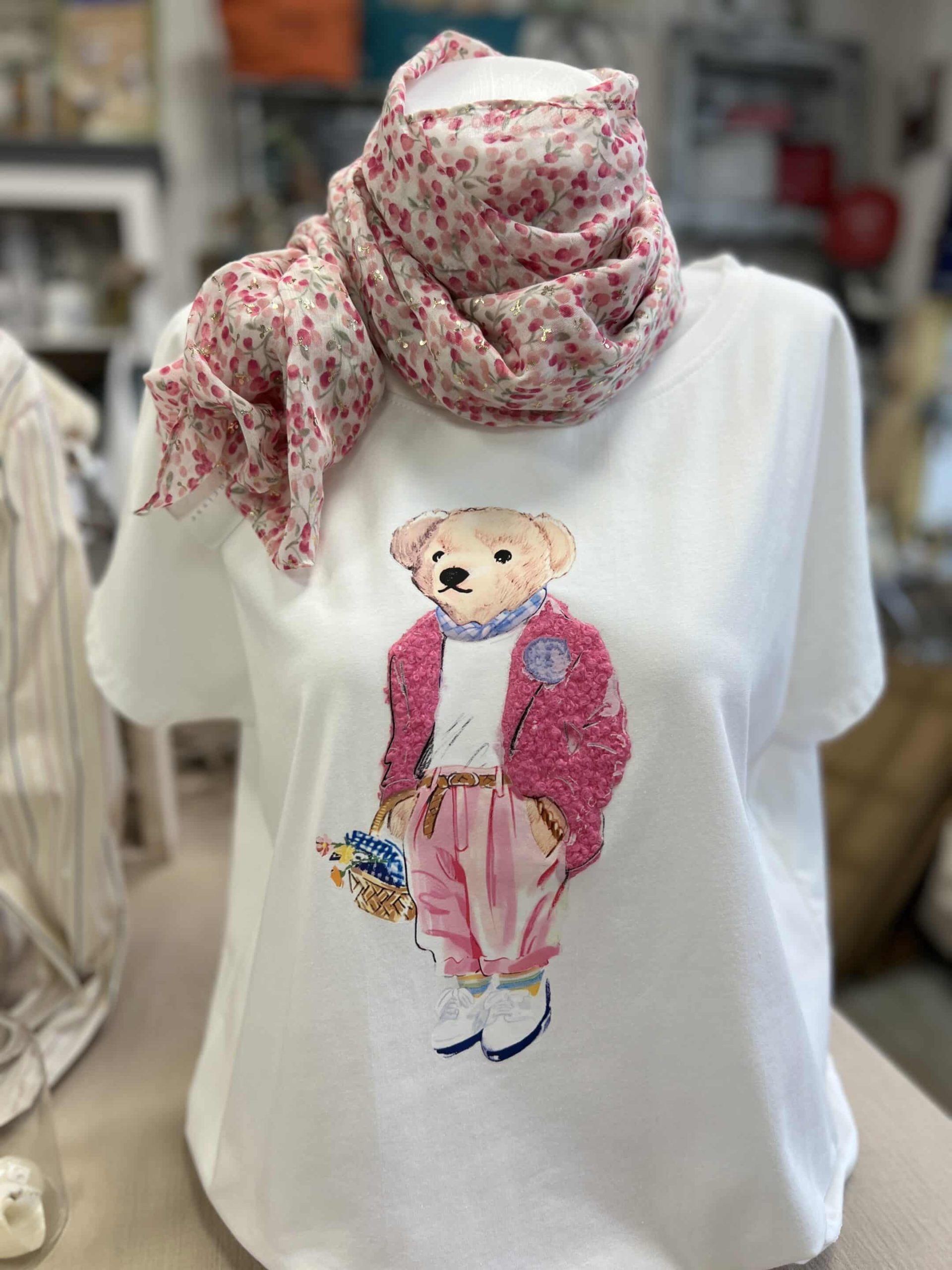 T-shirt blanc rose T40/44