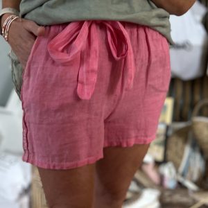 Short lin corail délavé