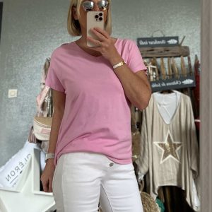 Tshirt noeuds dos rose