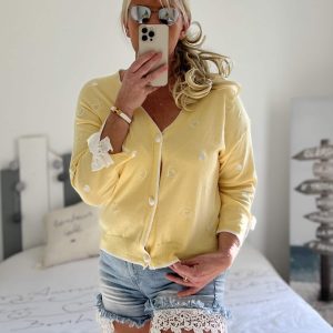 Gilet cœurs noeuds jaune