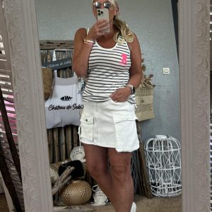 Débardeur marinière lurex marine