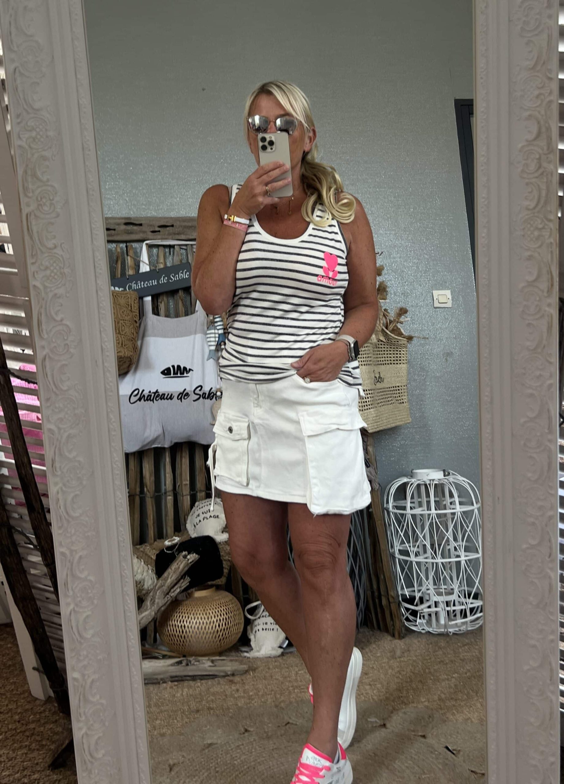 Débardeur marinière lurex marine